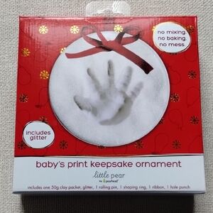 Pearhead Red and White Baby's Print Keepsake Ornament